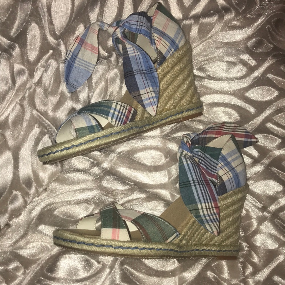Flawless Tommy Hilfiger Plaid Wedges S 6 Medium